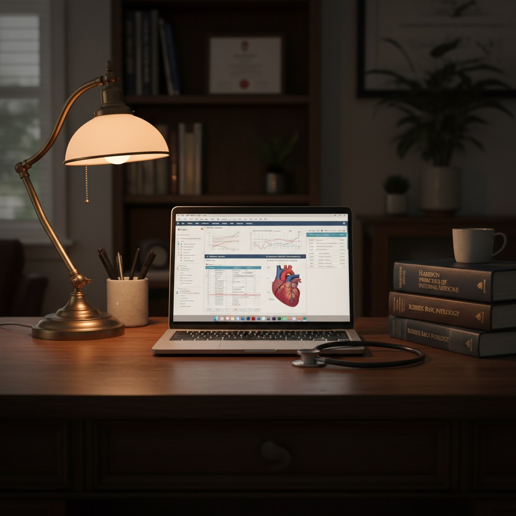 Physician workspace with frequently asked patient questions